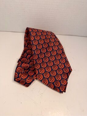 Trussardi Silk Necktie Navy Blue and Orange Swirl
Pattern